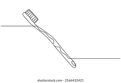 Continuous one line drawing of toothbrush and toothpaste, one line art toothbrush line art, Continuous line drawing toothbrush with toothpaste