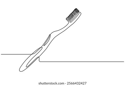 Continuous one line drawing of toothbrush and toothpaste, one line art toothbrush line art, Continuous line drawing toothbrush with toothpaste