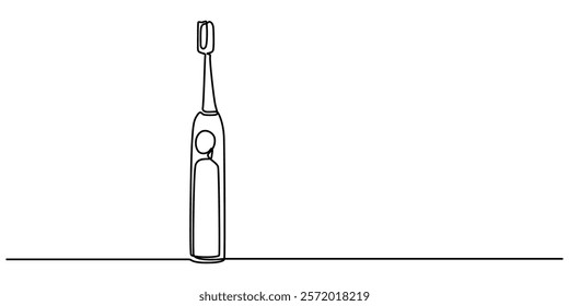 Continuous one line drawing of toothbrush and toothpaste, Toothbrush continuous one line art drawing, Brushing teeth care concept. Vector illustration symbol of Oral care center, outline pro vector.