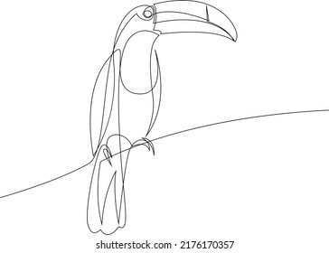 Kontinuierliche Zeichnung einer Linie von Toucan Vogel. Tukan Symbol. Logo des Vogels. Vektorgrafik.