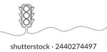 Continuous one line drawing of traffic lights with poles to regulate vehicle travel at road intersections. There are red, yellow, green lights. Single line draw design vector graphic illustration