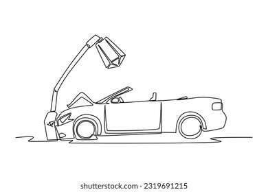 Continuous one line drawing Traffic and driving violation concept. Single line draw design vector graphic illustration.