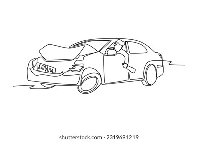 Kontinuierliche Zeichnung einer Linie Verkehrs- und Fahrverletzungskonzept. Einzeilige Zeichnung, Vektorgrafik.