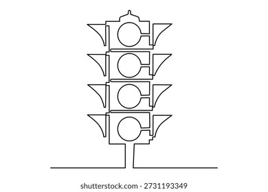 Continuous one line drawing of a traffic light signal