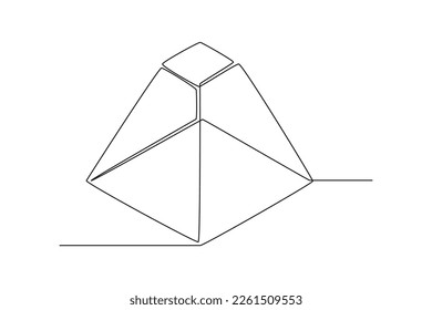 Continuous one line drawing trapezoidal prism. Geometric shapes concept concept. Single line draw design vector graphic illustration.