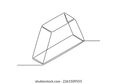 Continuous one line drawing trapezoidal prism. Geometric shapes concept concept. Single line draw design vector graphic illustration.