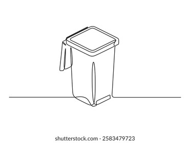 Continuous one line drawing of trash bin. Single line drawing illustration of trash bin. Vector illustration