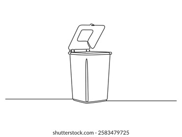 Continuous one line drawing of trash bin. Single line drawing illustration of trash bin. Vector illustration