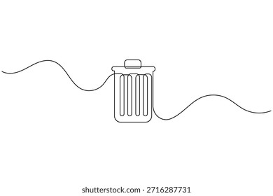 Dibujo continuo de una línea de un cubo de basura o papelera