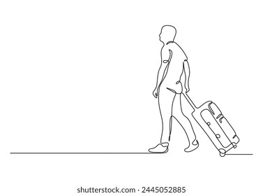 Continuous one line drawing of a travel bag vector illustration