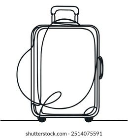 Continuous one line drawing of a travel bag, vector illustration