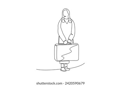 Continuous one line drawing Traveling with bag or suitcase concept. Doodle vector illustration.