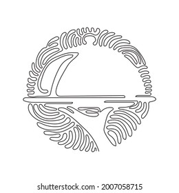 Continuous one line drawing tray on hand. Hand of waiter holding silver tray with lid. Illustration about catering. Swirl curl circle background style. Single line design vector graphic illustration