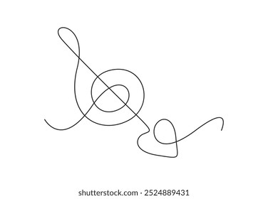 Dibujo continuo de una línea de notas musicales abstractas agudas Ilustración vectorial