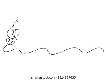 Continuous one line drawing of treble abstract music notes vector illustration