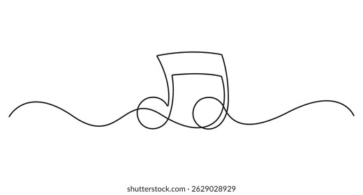 Continuous one line drawing of treble clef. Single line drawing of treble clef icon, Abstract note as continuous lines drawing on white background. Treble clef continuous one line drawing pro vector 