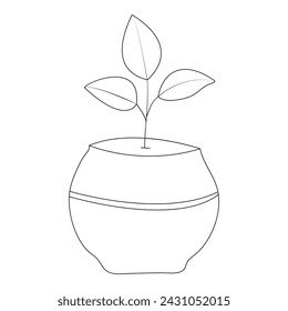 Ilustración de arte vectorial de línea simple de progreso de crecimiento de planta de árbol de dibujo continuo de una línea