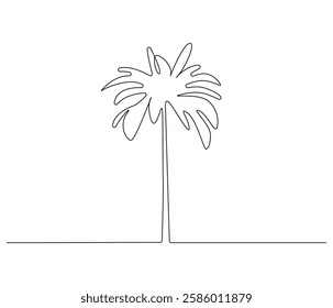 Continuous one line drawing of tree. Single line drawing illustration of tree. Environmental greening concept vector art. Doodle line illustration.
