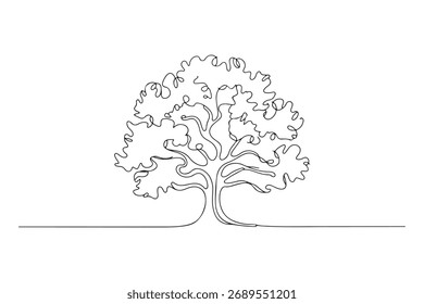 Continuous one line drawing of tree minimalist nature design illustration
