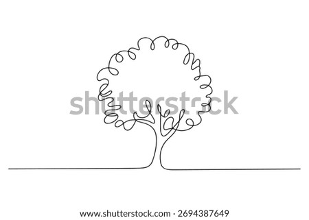 Continuous one line drawing of tree minimalist nature design illustration
