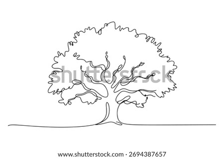 Continuous one line drawing of tree minimalist nature design illustration
