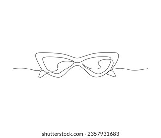 Continuous one line drawing of trendy sunglasses. Eyeglasses outline vector illustration.  Editable stroke.