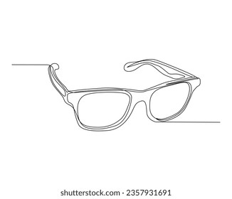 Continuous one line drawing of trendy sunglasses. Eyeglasses outline vector illustration.  Editable stroke.