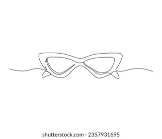Dibujo continuo de una línea de gafas de sol de moda. Ilustración vectorial de contorno de anteojos.  Trazo editable.