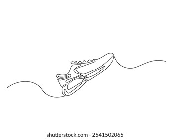 Continuous one line drawing of trendy shoe. Simple shoes, sneaker line art vector illustration. Editable vector. 
