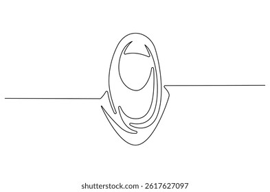 Continuous one line drawing of Trendy hijab woman. Single line drawing illustration of Muslim woman using hijab. Fashionable stylish concept vector art. Doodle line illustration.