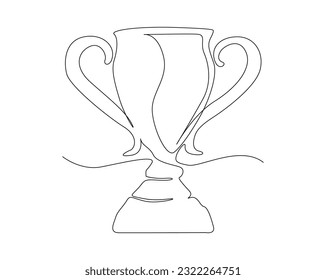 Continuous one line drawing of trophy cup competition. Trophy cup line art vector illustration.   Editable stroke.	