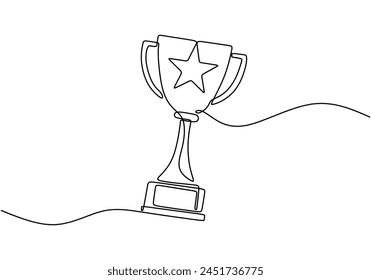 Continuous one line drawing of trophy cup competition