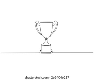 Continuous one line drawing of trophy. One line drawing illustration of trophy cup. Winner achivement concept single line. Editable outline