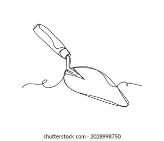 Dibujo continuo de una línea del icono de la aguja en la silueta sobre un fondo blanco. Linear estilizado.