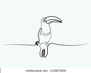 Continuous one line drawing. Tukan bird symbol. Logo of the bird. Vector illustration