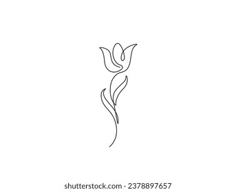 Continuous one line drawing of tulip flower. single line flower vector illustration.