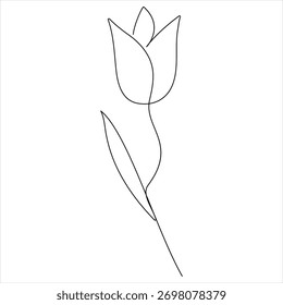 Continuous one line drawing of tulip flower outline design vector illustration