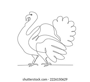 Continuous one line drawing of turkey. Abstract turkey simple line art vector design.