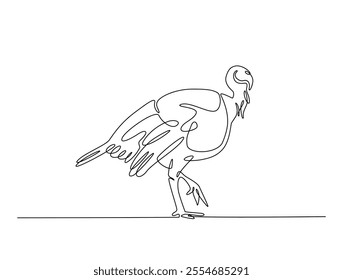 Continuous one line drawing of turkey for livestock and farming concept. Abstract turkey in single line art illustration. Editable vector. 