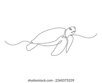 Continuous one line drawing of turtle. Simple illustration of tortoise line art vector illustration