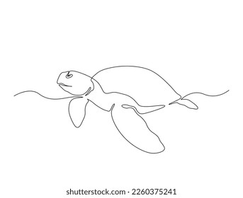 Continuous one line drawing of turtle. Simple illustration of tortoise line art vector illustration