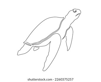 Continuous one line drawing of turtle. Simple illustration of tortoise line art vector illustration