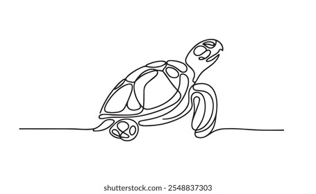 Continuous one line drawing of turtle. Simple illustration of tortoise line art vector illustration