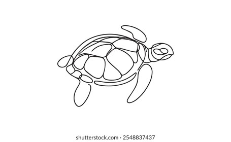 Continuous one line drawing of turtle. Simple illustration of tortoise line art vector illustration