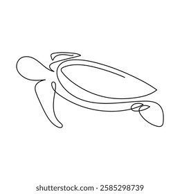 Continuous one line drawing of turtle. Simple illustration of tortoise line art vector illustration