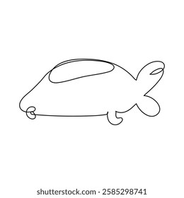 Continuous one line drawing of turtle. Simple illustration of tortoise line art vector illustration