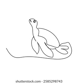 Continuous one line drawing of turtle. Simple illustration of tortoise line art vector illustration