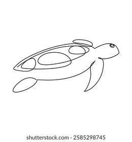 Continuous one line drawing of turtle. Simple illustration of tortoise line art vector illustration