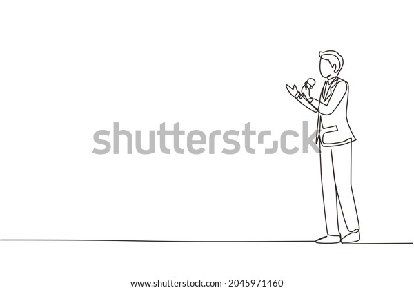 Continuous One Line Drawing Tv News Stock Vector (Royalty Free ...