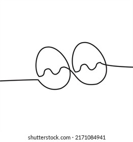 Continuous One line drawing of Two eggs logo label. Emblem food restaurant concept. Modern one line draw design vector graphic illustration for cafe, shop or food delivery service. Vector illustration